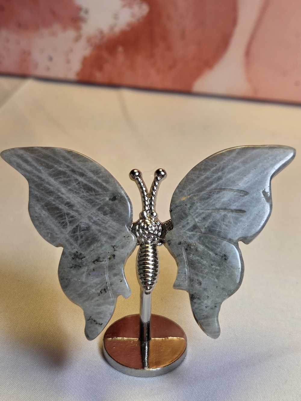 Decorative Labradorite Butterfly Sculpture - Home/Office Art Accent
